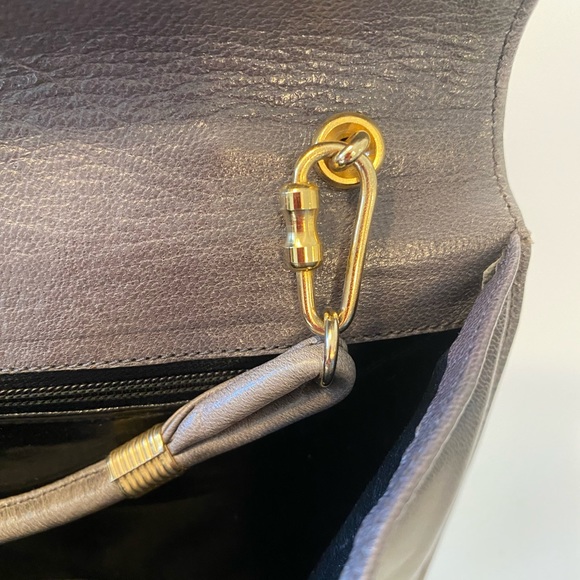 Bally Gray Leather Crossbody / Clutch with Snakeskin Accent - Picture 9 of 10